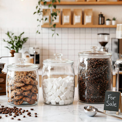 Folinstall Half Gallon Glass Cookie Jar, Food Storage Container, Wide Mouth Glass Storage Jar with Lid, 64 oz, Sourdough Starter, and Laundry Room Storage & Pantry