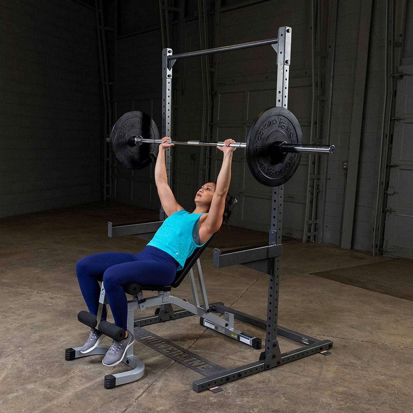 Body-Solid Powerline (PPR500) Half Rack - Compact Power Cage with J-Cups & Safety Spotter Arms for Home Gym Strength Training