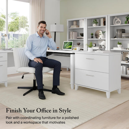 Bush Furniture Somerset 72W 3 Position Sit to Stand Adjustable Standing L Shaped Desk in White, Ergonomic Corner Computer Office Table