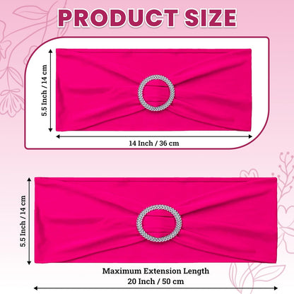 MDS Spandex Chair Sashes - Universal Elastic Stretch Bands with Slider Bow for Wedding Decor | Magenta, Pack of 125
