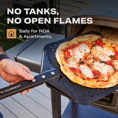 Current® Model P Smart Electric Pizza Oven, 12-Inch, 850°F Max, Multiple Cooking Modes, App Connectivity for Temperature Monitoring & Custom Cooking Times, Compact for Indoor & Outdoor Use, Slate