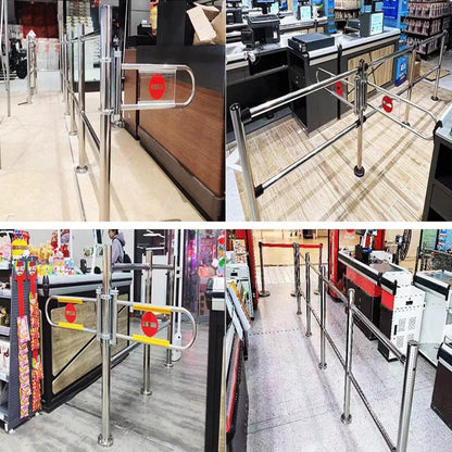 JIIPOREGJ Metal Swing Safety Gate for Supermarketsspring-Loaded One-Way Entrance Door Cashier Counter Access Automatic Closing Pedestrian Gate.Black-300X100Cmx6.3Cm