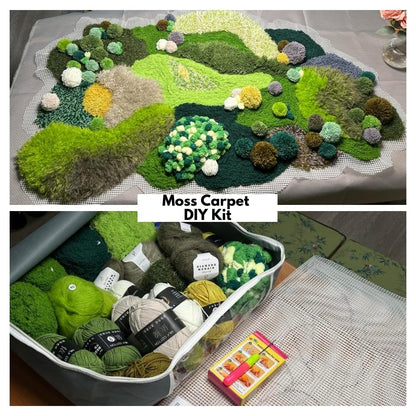 Latch Hook Rug Kit DIY 52x30 in Carpet for Adults Kids Beginners, Moss Garden Pre-Printed Canvas Yarn Rug Hooking Kits, Creative Craft Home Decor Ideal for Learning Rug Making