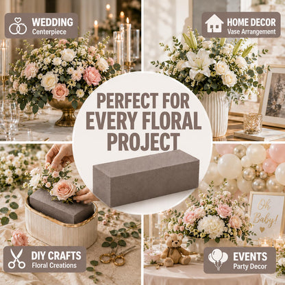 30 Pack Floral Foam Blocks for Fresh and Artificial Flowers – Grey Wet Foam for Flower Arrangements, Florist Foam for Centerpieces, Bouquets, Crafts, DIY Cutting (Grey)