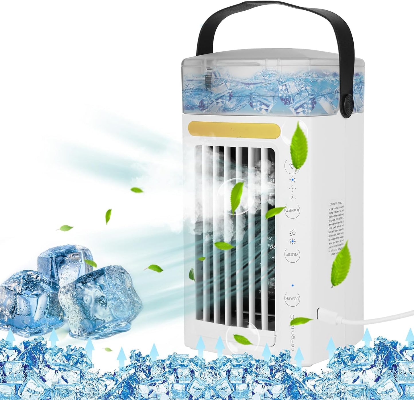 Portable Air Conditioners, Evaporative Cooler with Water Mist, USB Powered Mini Fan for Bedroom Office Home