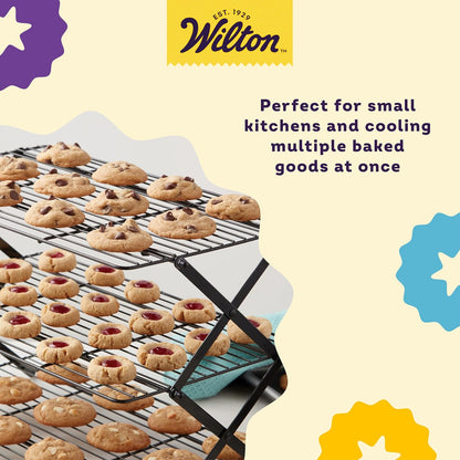 Wilton Gold Non-Stick Bakeware - Premium Warp-Resistant Design | 3-Tier Cooling Rack