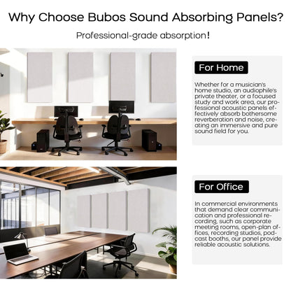 BUBOS 2-Pack Fabric Acoustic Panels with Hanging Hardware, 47.2" x 23.6" x 2" Large Soundproofing Wall Panels, High-Density Sound Absorbing Decor for Home Theater, Studio & Office,Linen