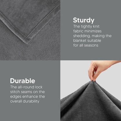 Utopia Bedding Grey Fleece Blanket - Luxury Soft King Size 300GSM (90x102 Inch) | Bulk Pack of 9