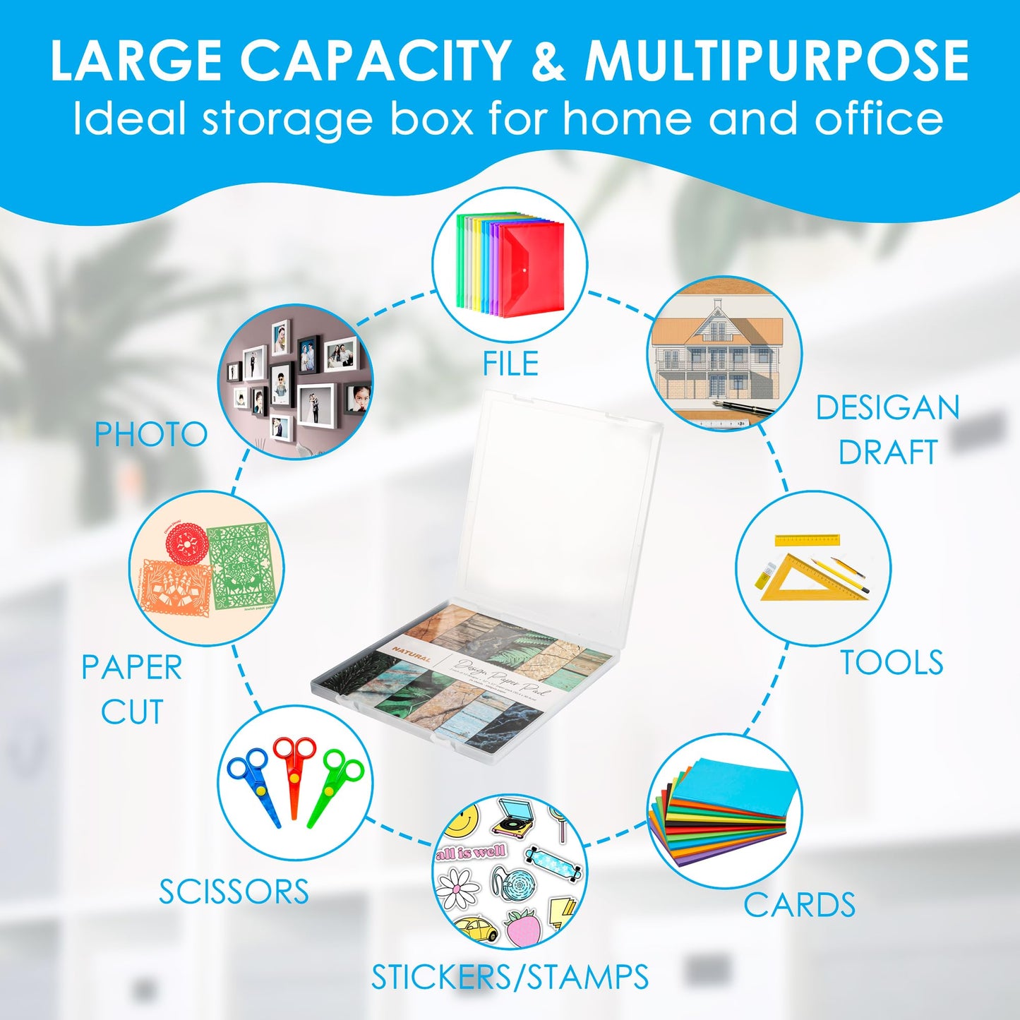 CraftGenes 12x12 Scrapbook Paper Storage, 4 Pack Stackable Paper Containers Storage, Art Supply Storage Organizer, U-Shaped Locking Mechanism, Ideal for Office, Home, and School Document Organizer