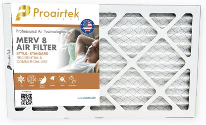 Proairtek AF12201M08SWH Model 12x20x1 Air Filter, MERV 8 for Clean Air in Home, Captures Microscopic Particles