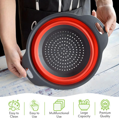 Silicone Collapsible Colander Sink Colander Collapsible Camping Versatile Collapsible Strainer Sink strainer basket over Sink Strainer (Red Green Blue)