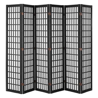 Amacv Room Divider, 6 Panel Japanese Room Divider, Folding Privacy Screen Indoor, Portable Partition Dividers and Decoration Screens, for Room Separation, Home, Office, Restaurant & Bedroom (Black)