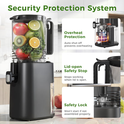 Cold Press Juicer, 5.5inch Wide Feed Chute Slow Juicer Machine, Masticating Juicer for Whole Vegetables & Fruits, Black