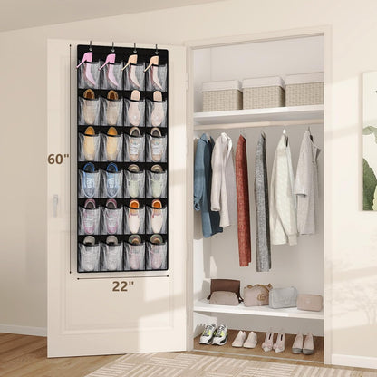 24 Closet Closet 1 Pack FENTEC Large Pockets Over Door Shoe Organizer, Mesh Hanging Shoe Organizer for Mesh Holder