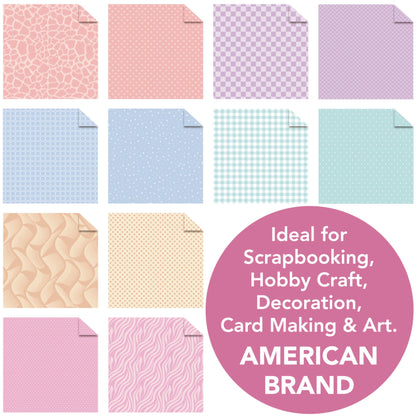 Desecraft 12x12 in Pastel Easter Scrapbooking Cardstock Decorative Paper - 36 Sheets - for Card Making Journaling Planner Origami Background Scrapbook Paper Scrapbook Materials Supplies