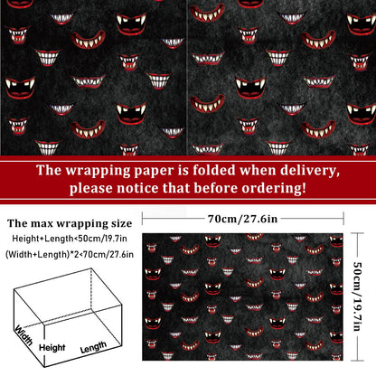 JarThenaAMCS 12 Sheets Halloween Bloody Wrapping Paper - Not Roll - Horror Handprint Paw Blade Gift Wrap Paper Folded Flat for DIY Crafts Holiday Party Supplies, 19.7 x 27.6 Inch