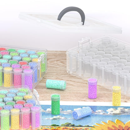VANSUNS 3-Tier Diamond Painting Storage Box,156 Slot Diamond Art Storage，Suitable for Pills, Seed, DIY Diamond Art Storage Containers