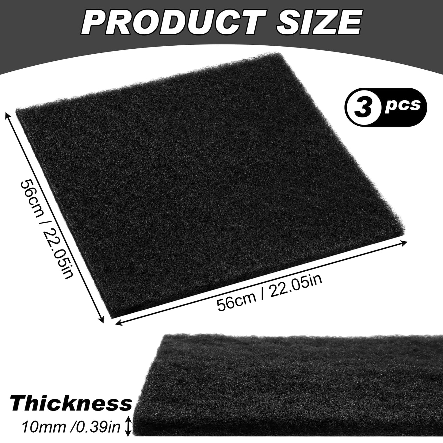 Dilsuaco 3 Pcs 22'' Oil Drain Splash Pad, Heat-Resistant Square No-Splatter Pad fits Most Oil Drains Anti Oil Splash Pad for Car Oil Changing Drain Pan Transmission, Black