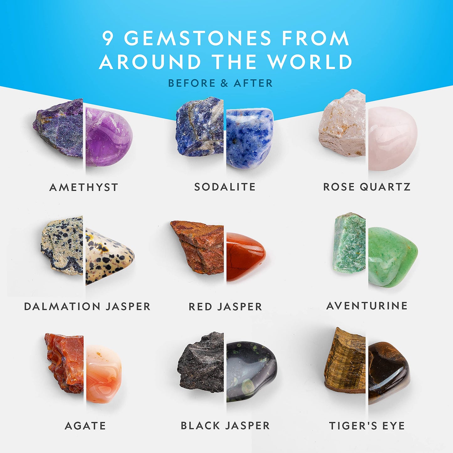 National Geographic Rock Tumbler Refill Kit 3 lbs. of Rough Gemstones and Rocks for Tumbling Including Amethyst and Quartz Supplies Include Tumbler Grit and Jewelry Accessories