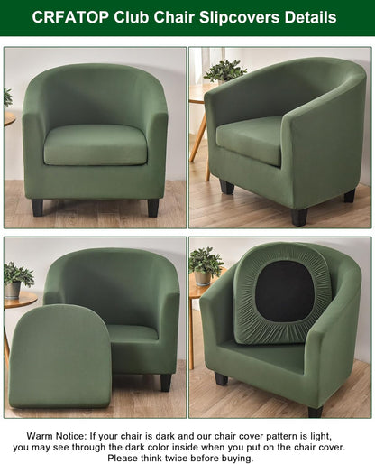 2 CRFATOP Piece Club Chair Slipcover Stretch Barrel Chair Covers Solid Tub Chair Slipcovers Soft Armchair Covers