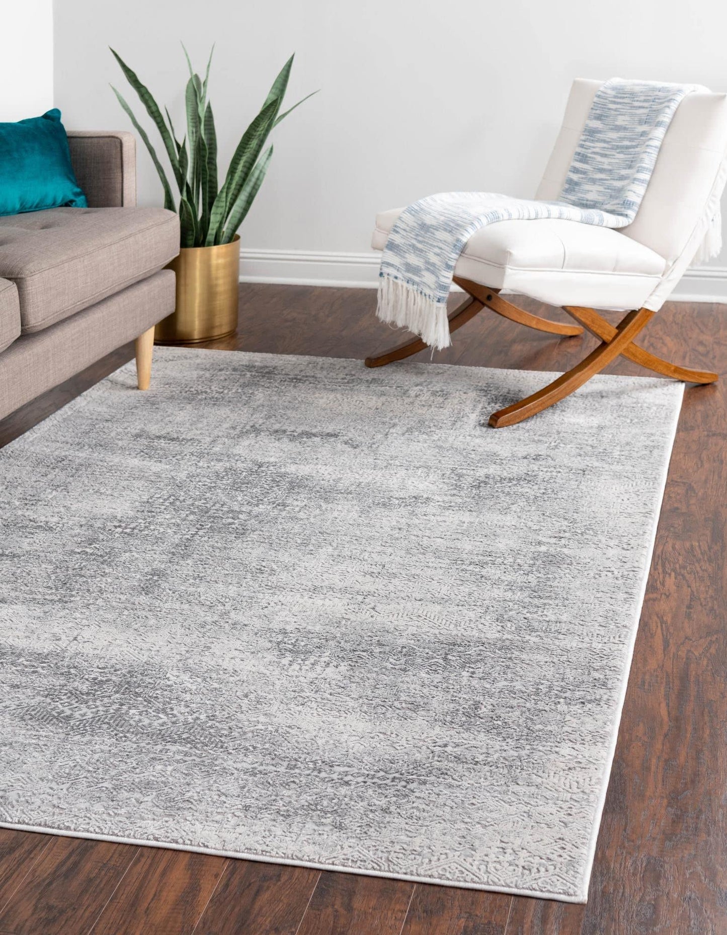 Unique Loom Finsbury Collection Area Rug - Sarah (7' 10" x 11' Rectangle Gray/Ivory)