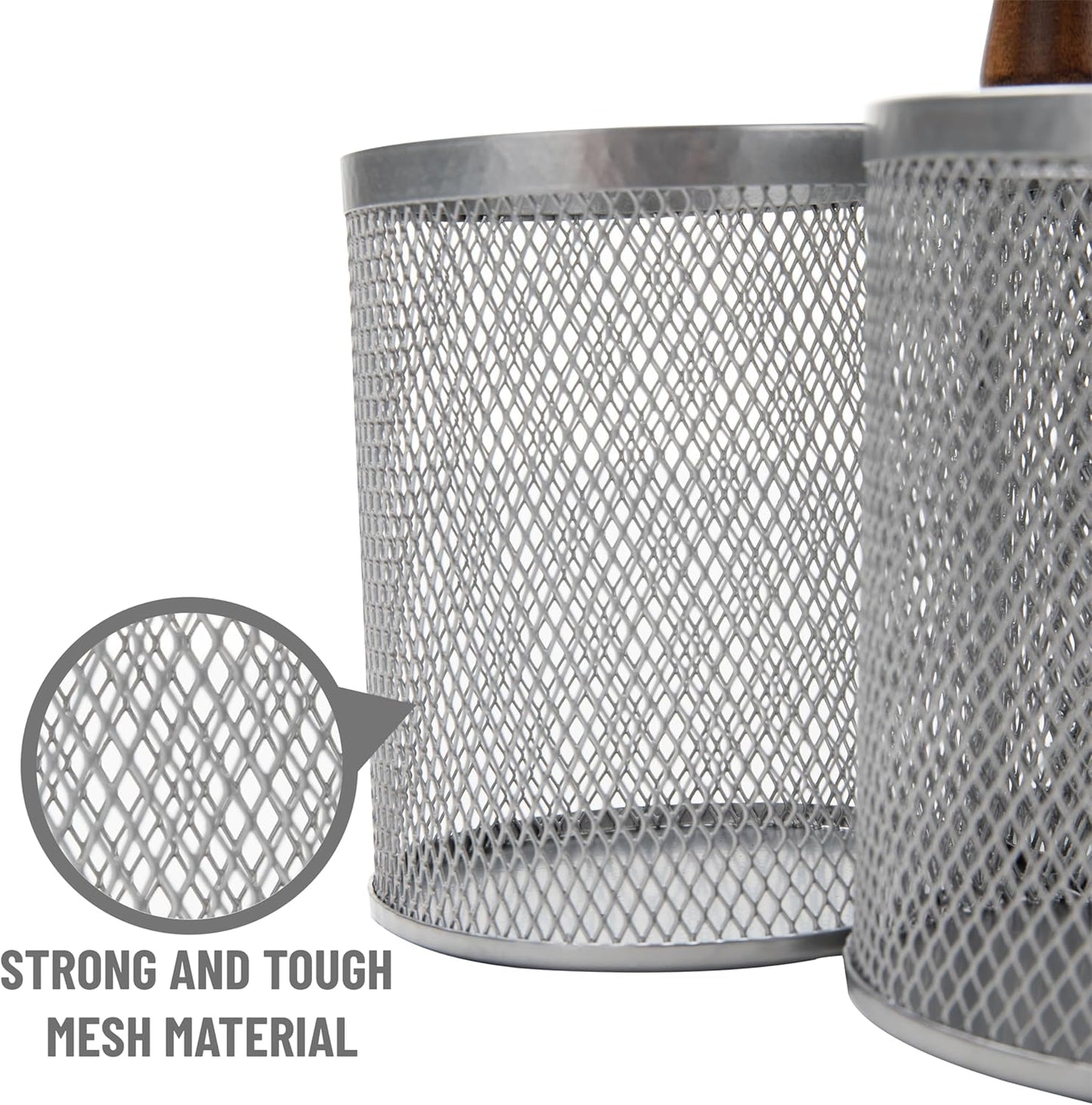 Mind Reader Silverware Holder - Utensil Organizer Caddy - Metal Mesh - 7.5" L x 7.5" W x 9.75" H - Silver