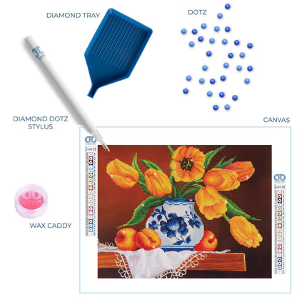 DIAMOND DOTZ Yellow Tulips Partial Drill Round Dotz Diamond Painting Kit for Adults, 16''x20''
