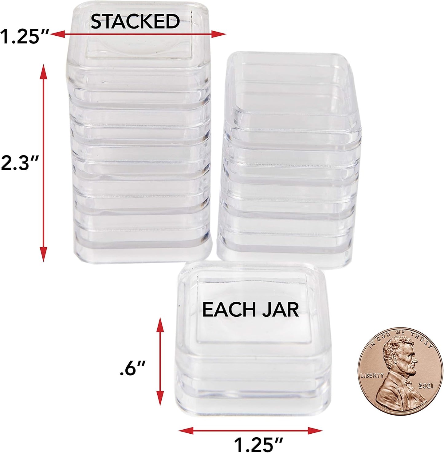 The Beadsmith Personality Case, 2 Clear Square Stacker Jars for Storage of Small Items, Crafts, and Jewelry