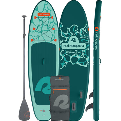 Retrospec Weekender Inflatable Stand Up Paddle Board Includes Paddle, Pump, Travel Bag and Accessories 10’6” Lightweight Inflatable SUP, Puncture Resistant Inflatable Paddle Board for Adults