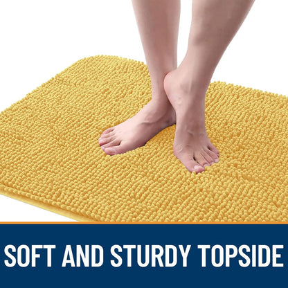 OLANLY Dog Door Mat - Absorbent Non-Slip Washable Doormat for Muddy Paws | 47x24 Yellow Chenille Mat