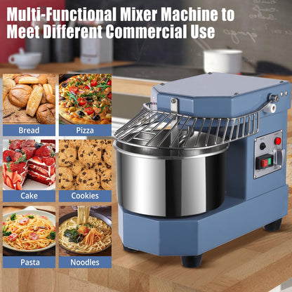 Garvee Commercial Dough Mixer 10.5 QT, 650W Dual Rotating Dough Kneading Machine with Food-Grade Stainless Steel Bowl, Security Shield & Timer, Electric Spiral Mixer for Restaurant Bakery Pizzeria
