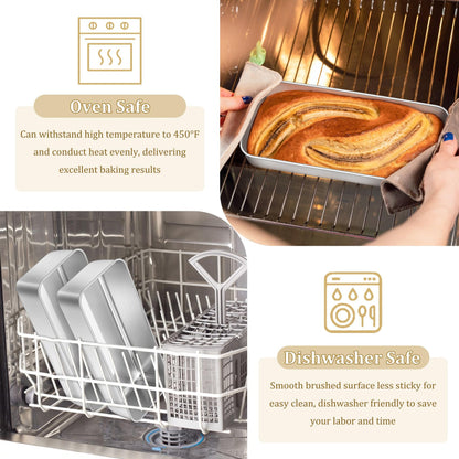 TeamFar Loaf Pan, 12 x 5 Inch Stainless Steel Loaf Pans for Baking Bread, 2 Pack Large Bread Loaf Baking Pan for Homemade Bread, Meatloaf, Cake, Brownies, Non-Toxic, Heavy-duty, Oven & Dishwasher Safe