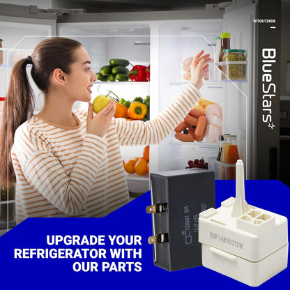 BlueStars 2 Packs W10613606 Refrigerator Compressor Start Relay and Capacitor - Compatible with Whirlpool, KitchenAid,