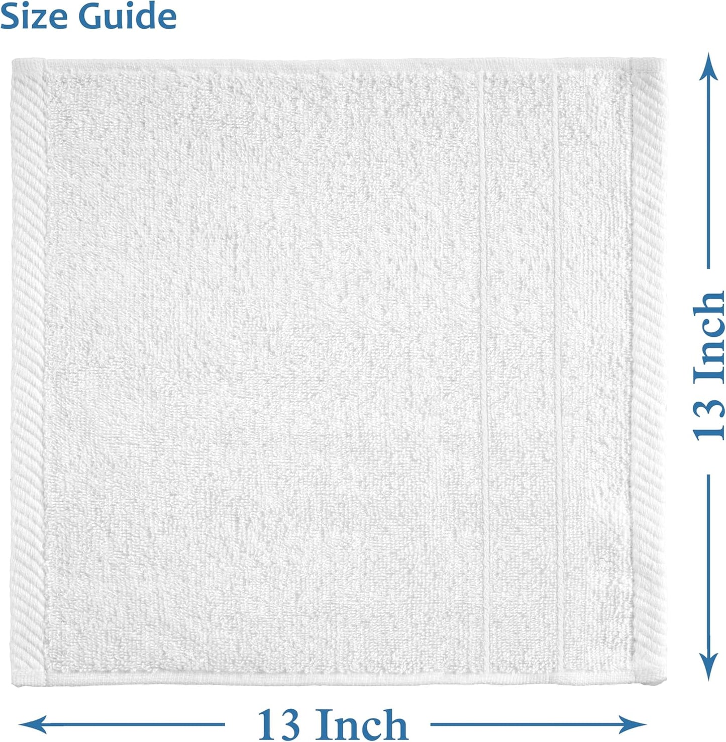 24 Pack 13x13 inches 100% Set Casa Platino White Washcloths - - Cotton - Premium Quality Wash Cloths for Bathroom