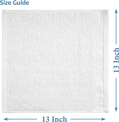 24 Pack 13x13 inches 100% Set Casa Platino White Washcloths - - Cotton - Premium Quality Wash Cloths for Bathroom
