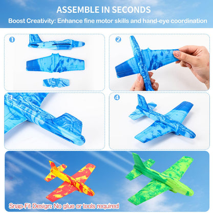 Teyva Daily 10 Pack Airplane Toys, Throwing Foam Planes for Kids Foam Airplanes Gliders Birthday Party Favor Gifts Stocking Filler Stuffer for Kids Boys Girls 8 9 10 11 12 Year Old (Camouflage Colors)
