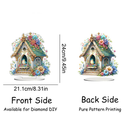 DIY Tabletop Diamond Art Kit for Adult – Gem Painting Art Desktop Ornament with Special Shaped Rhinestones, Acrylic Stand-Up Gem Craft for Home Décor & Gift Idea (Bird House2)