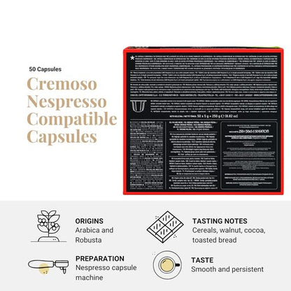 Caffe Vergnano 1882 Espresso Capsules - Medium Roast Arabica & Robusta Blend | 50 Ct for Nespresso Machines