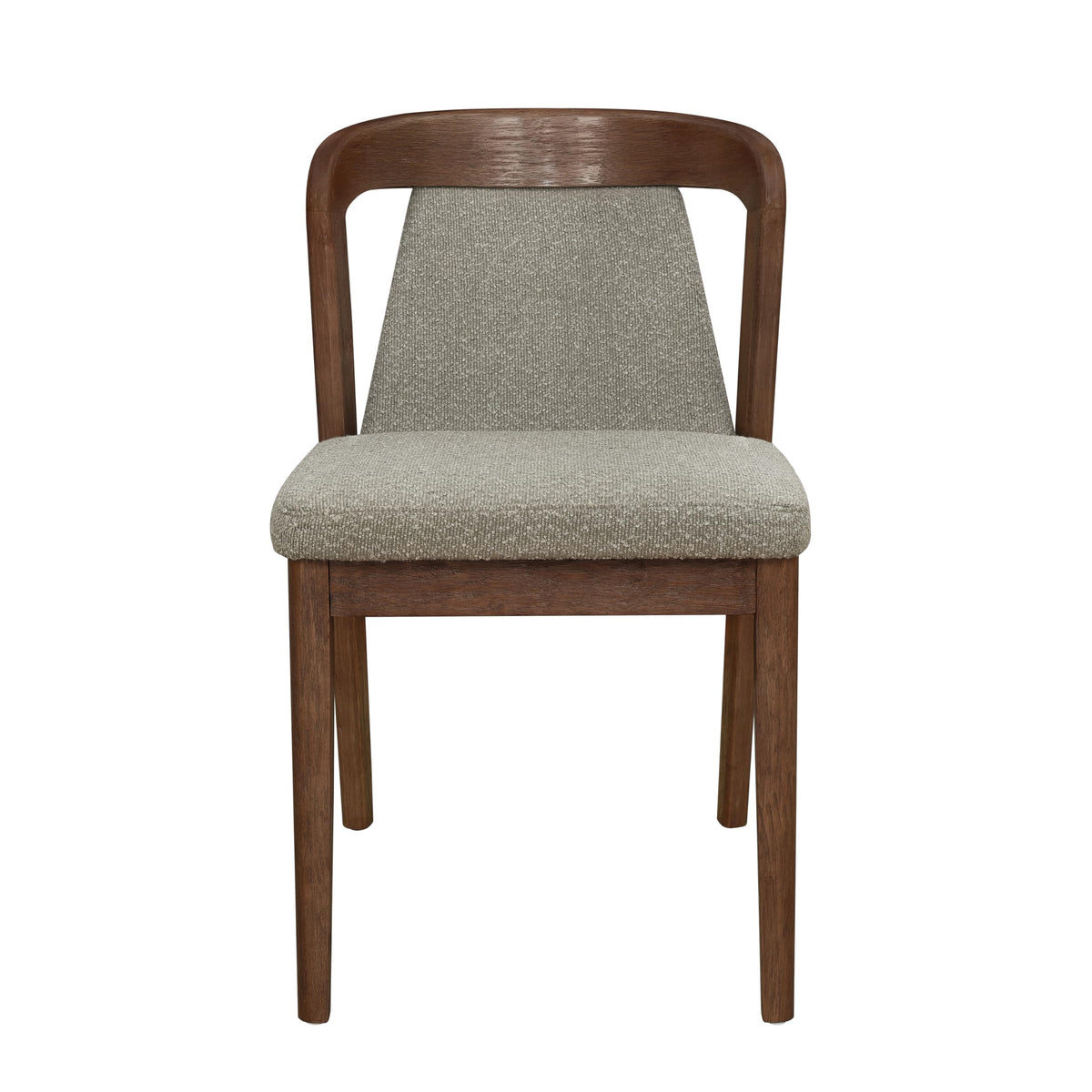 Christopher Knight Home Falei Boucle Upholstered Dining Chair Set of 2, Curved Backrest Kitchen Side Chair, Wooden Armless Dining Room Chair, Extra Seat for Living Room, Walnut+Light Brown