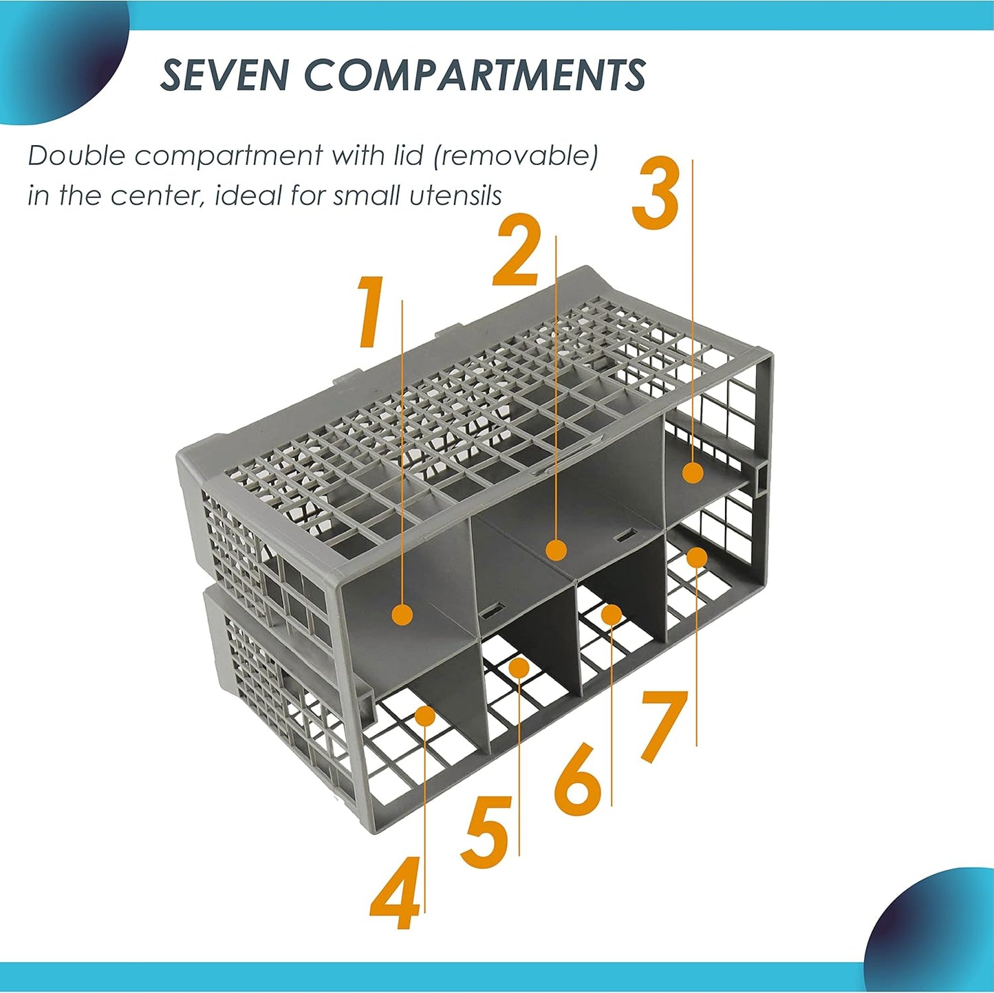Dishwasher Cutlery Basket - Fits Most Brands (9.5 x 5.4 x 4.8 inches) for Utensil Organizer Caddy