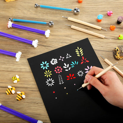 Lanties 20 Pcs Dotting Tools for Painting Flower Petal 20 Shapes Dotting Pens Mandala Dot for Canvas Embossing Tools