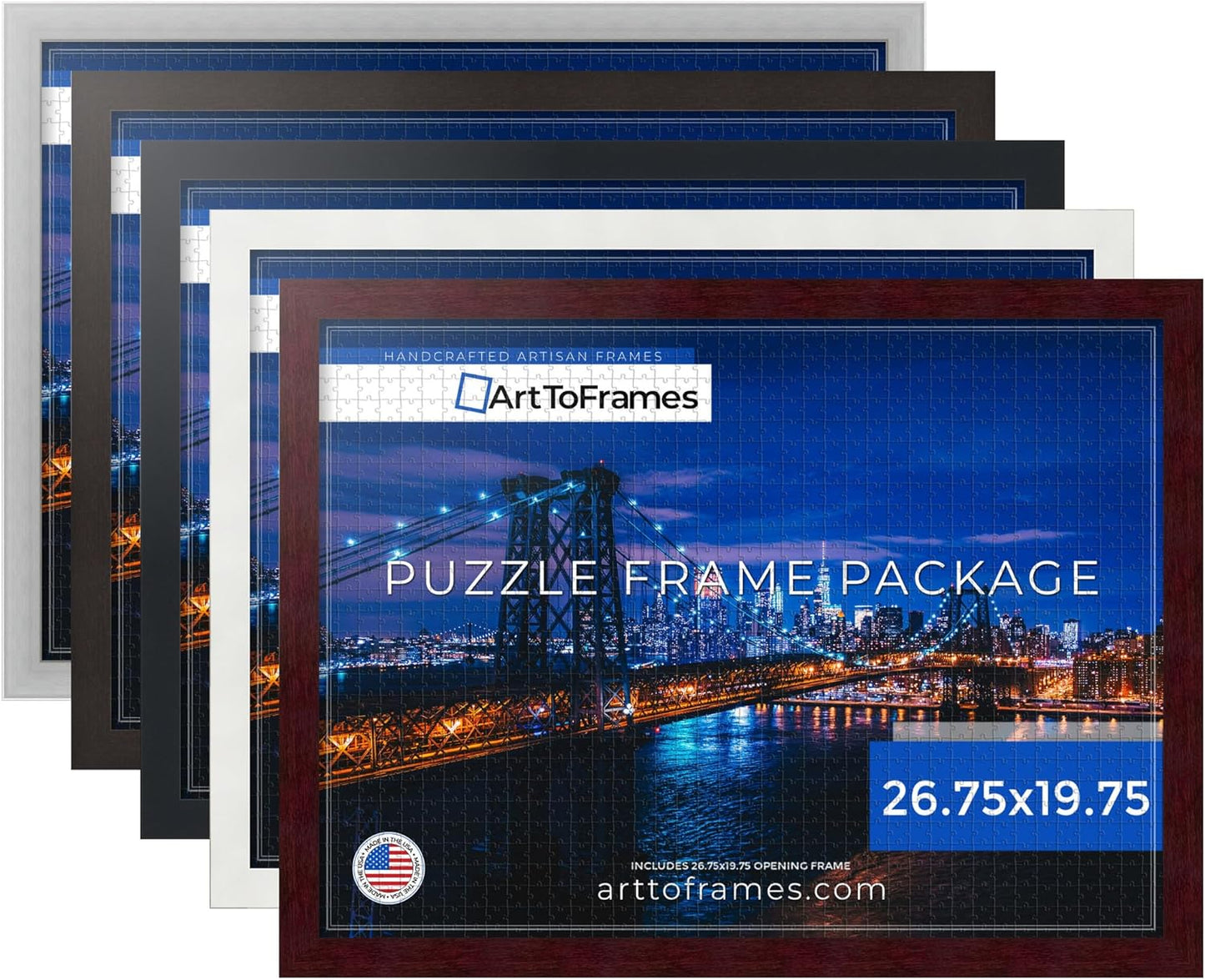 26.75x19.75 INCH/68x50 CM 1000 1.25 Inch (PuzzleFRBW26079-26.75x19.75) ArtToFrames Black Frame for Piece Puzzles.This