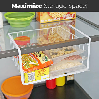 Southern Homewares White Wire Under Shelf Storage Basket Set – 4-Piece Under Cabinet Hanging Storage for Kitchen, Pantry, Organization (10.25" L x 10" W x 4.63" H, 1, Pack of 2)