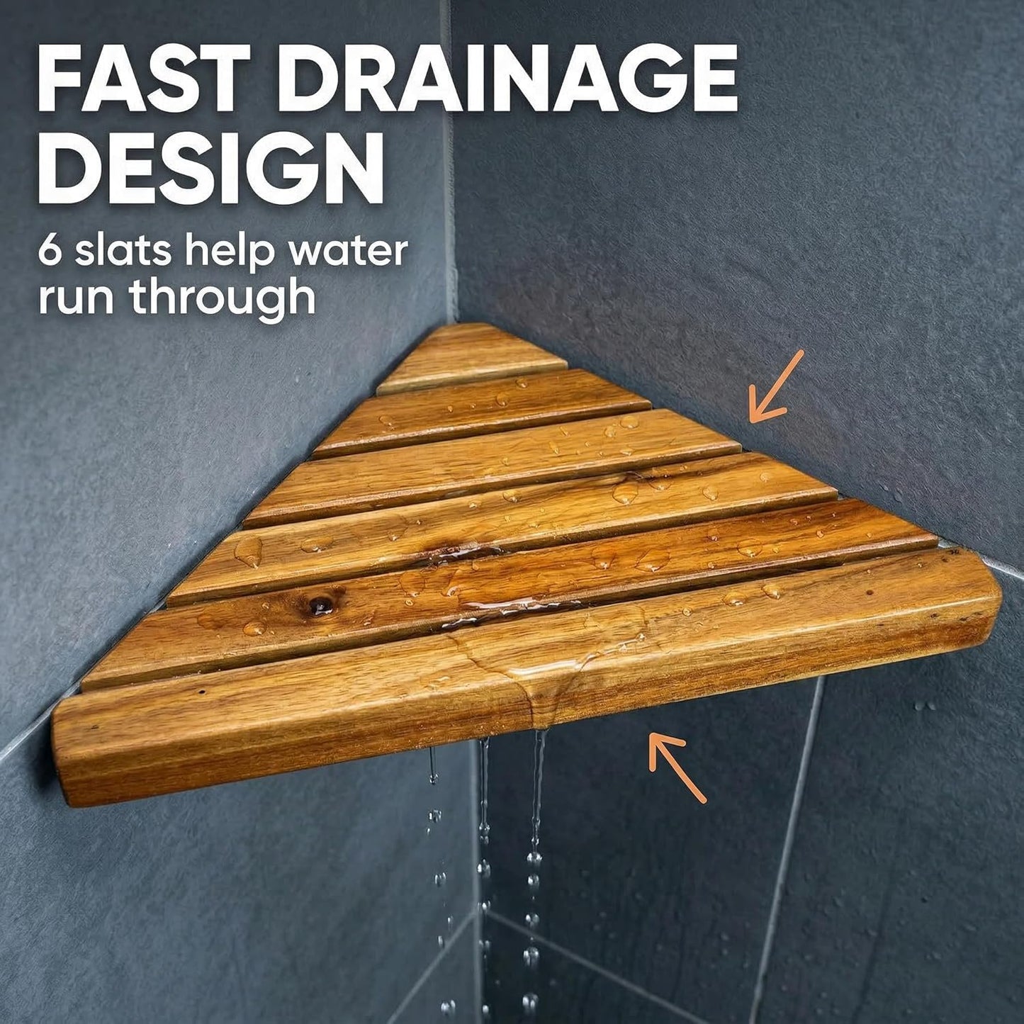 2 Pack Wooden Corner Shower Shelf Triangular Corner Shelf Wooden Bathroom Shelf for Tiled Wall, Shower Corner Shelf, No
