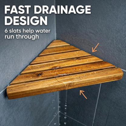 2 Pack Wooden Corner Shower Shelf Triangular Corner Shelf Wooden Bathroom Shelf for Tiled Wall, Shower Corner Shelf, No