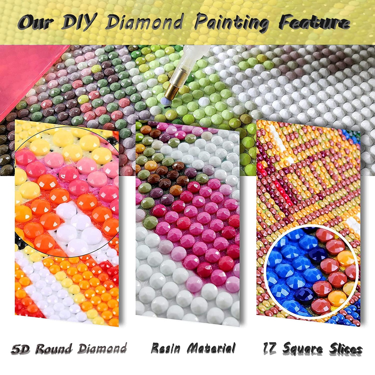 3 Pack Lemon Diamond Painting Kits for Adults, 5D Diamond Art Painting by Numbers Kits Diamond Art Kits for Adult Full Round Drill Diamond Painting Kit for Adults for Home Wall Decor, 12x16 inch