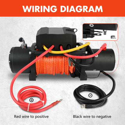 ZESUPER 9500 lb Load Capacity Electric Winch,12V Waterproof IP68 Winch with Wireless Handheld Remotes, Wired Switch,Hawse Fairlead, 80ft Synthetic Rope Winches for Jeep Trailer Truck Off-Road Vehicle