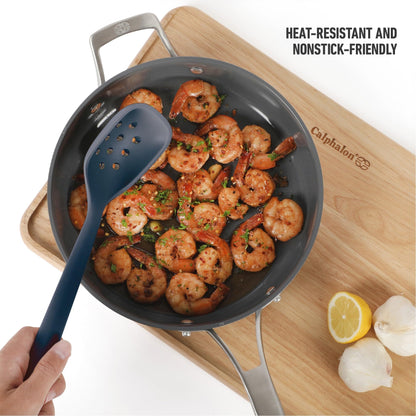 Calphalon Edge Silicone Flexible Slotted Spoon/Skimmer - Navy Blue