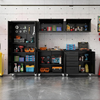 VIYET Garage Cabinet System | Heavy Duty Steel All-in-One Modular Garage Cabinet Set for Ultimate Workshop Organization | Easy Assembly Garage Storage Cabinets & Tool Bench