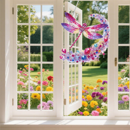 Ristpal Diamond Painting Kits Hanging for Adult, Special Shaped Rhinestone, DIY Acrylic Diamond Art Painting Window Pendants Home Garden Wall Hanging Kits for Home Decor and Gifts (Dragonflies)